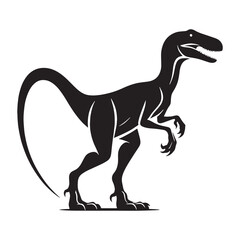 Dynamic Velociraptor silhouette ready to strike – Velociraptor illustration – Minimalist Velociraptor vector – Dinosaur silhouette

