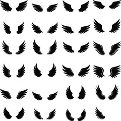 Fototapeta premium Versatile Wing Vector Set & Logo Designs - Bird, Angel, Bat, Eagle Illustrations for Branding, Tattoo & Fantasy