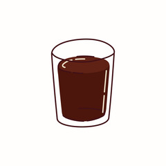 Coffee espresso shot, in a glass cup vector hand drawn illustration in a flat style isolated on a white background