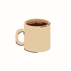 Coffee mug vector hand drawn illustration in a flat style isolated on a white background