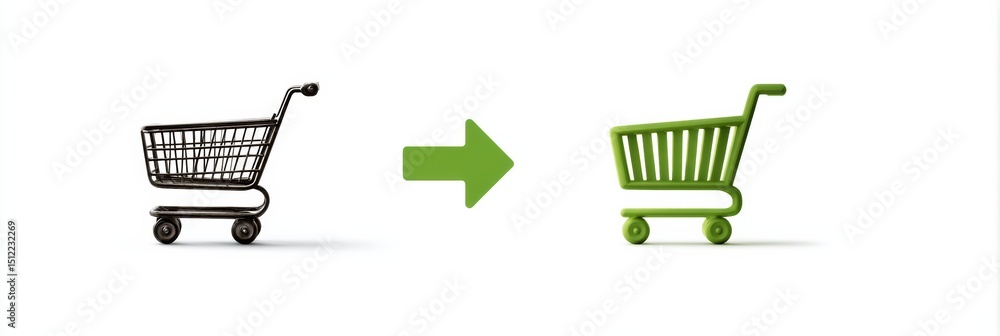 Aufkleber grocery cart transformation into a smart delivery icon showcasing innovation in shopping efficiency 