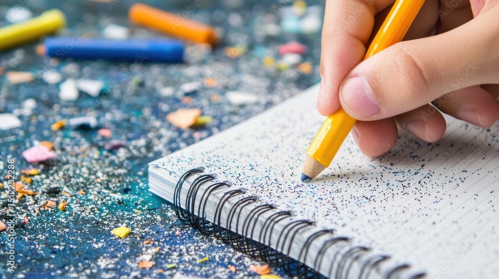 Aufkleber a student casually erasing a minor mistake in a notebook believing it to be inconsequential