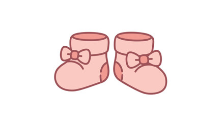 Cute pink baby booties with bows for infants, for websites of children's clothing, brands of household chemicals, bloggers in the sphere of motherhood 