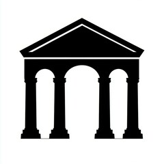 Fototapeta premium Architectural Portico Silhouette with Columns and Triangular Pediment Design for Monumental Structure