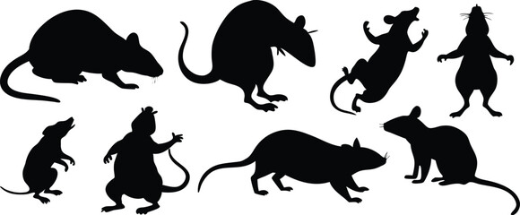 black rat silhouettes illustration.