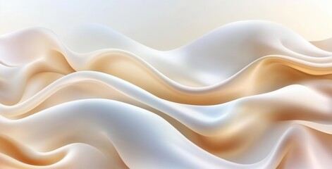Obraz premium Flowing Textures of Soft, Creamy Fabric Waves in a Serene Color Palette of Off-White and Peach Highlighting Light and Shadows