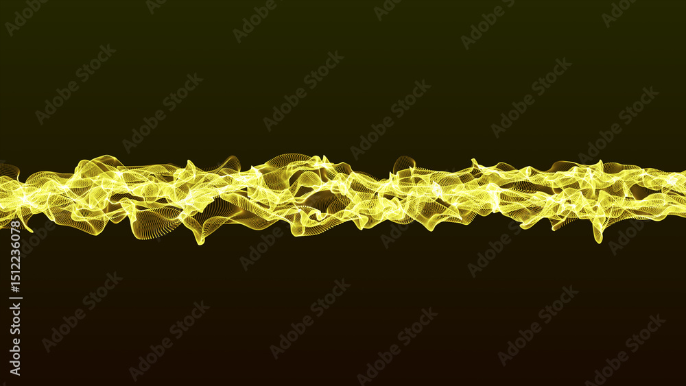 Poster technological futuristic yellow dot wave flow background. wave drawing of lines. abstract wave on ye