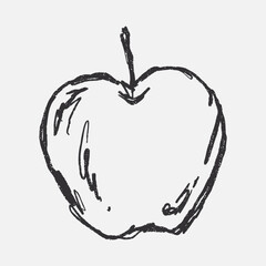 Doodle elements of fruit and vegetable, specifically a Apple
