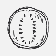 Doodle elements of fruit and vegetable, specifically a Watermelon