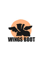 Old boot logo with two wings