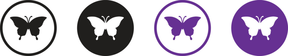 Butterflies silhouette black background on white Background