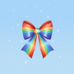 Rainbow Gift Bow on Sparkling Background