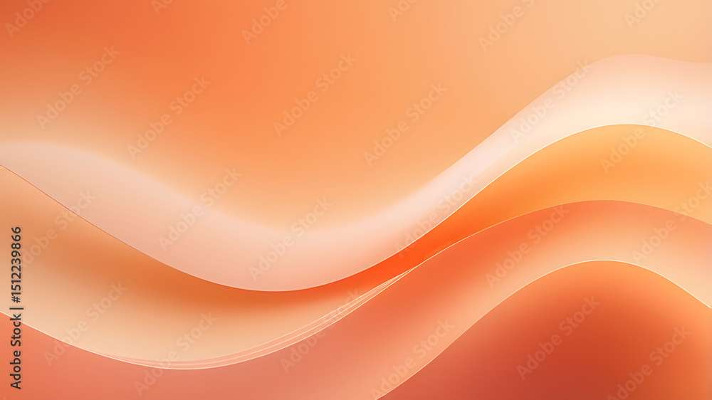 Poster curved abstract orange red background with soft gradient layers for modern design and ai