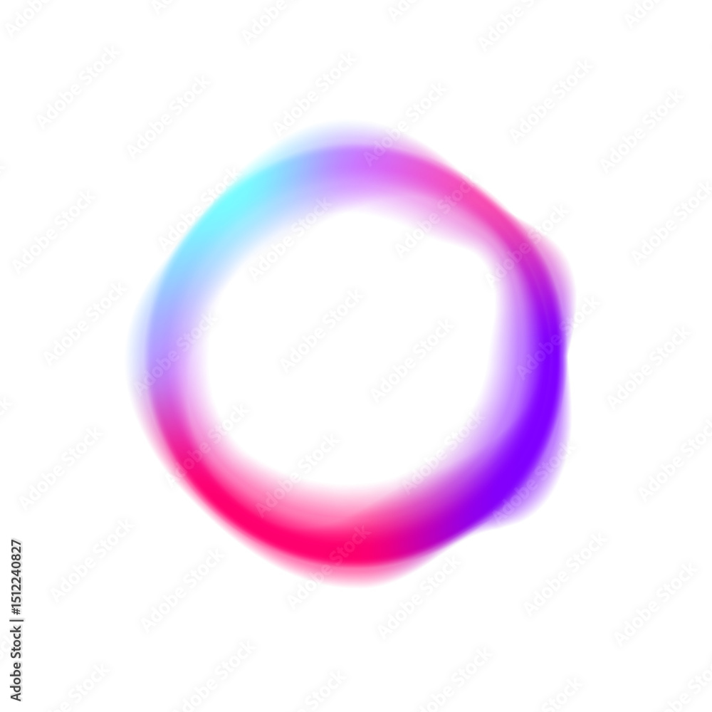 Poster bright colored gradient neon circles of round curve shape with wavy dynamic lines in png format on w