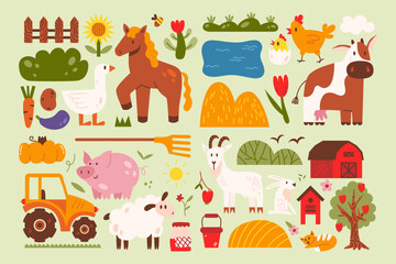 farm animals vector illustration