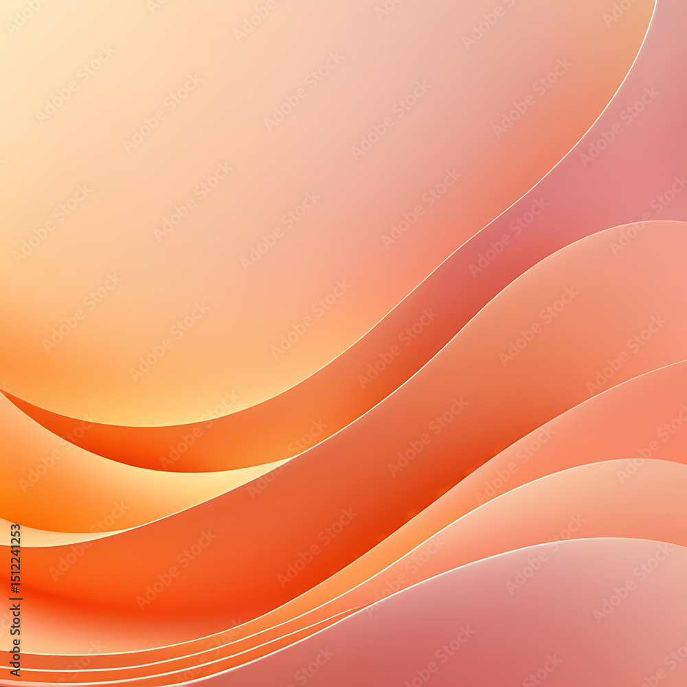 Poster curved abstract orange red background with soft gradient layers for modern design and ai