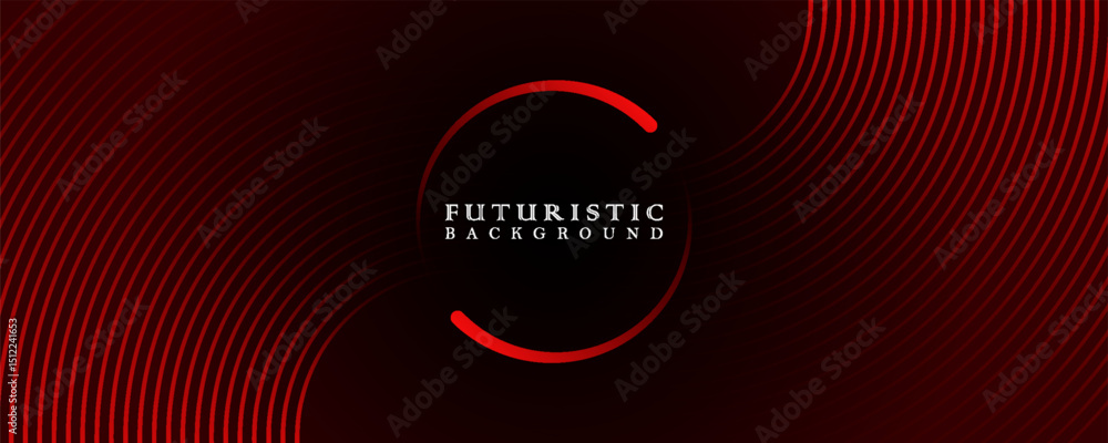 Aufkleber 3d red techno abstract background overlap layer on dark space with circle stripes shape decoration. 