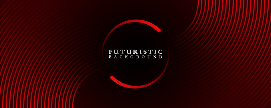 3D Red techno abstract background overlap layer on dark space with circle stripes shape decoration. Modern graphic design element future style concept for banner, flyer, card, web