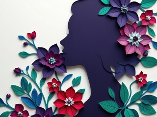 Beautiful Woman in Jewel-Toned Paper Cut Floral
