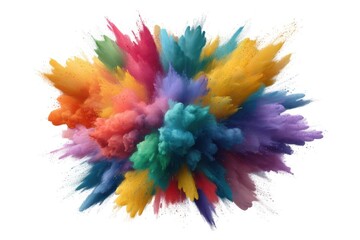 Obraz premium Vibrant rainbow color powder explosion isolated on white background