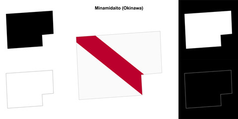 Minamidaito (Okinawa) outline map set