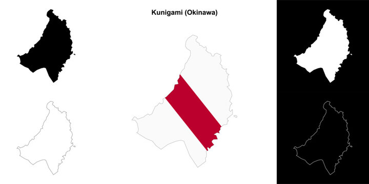 Kunigami (Okinawa) outline map set