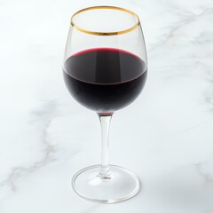 National Wine Day wine glass elegance celebrating A glass of red wine sits elegantly on a marble surface, showcasing its rich color and clarity.