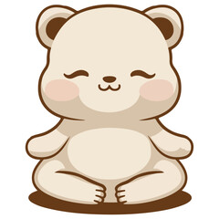 cartoon bear yoga character vector illustration