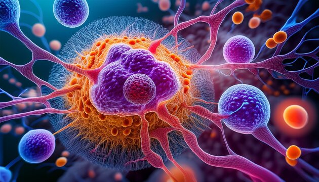 digital representation of car t cells targeting lymphoma cells vibrant and scientific lymphoma car t cell therapy for lymphoma