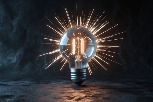 Bright idea lightbulb spark innovation concept