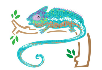 Chameleon with Colorful Skin Coloration and Hexagon Scales. Vector Illustration. Editable Clip Art