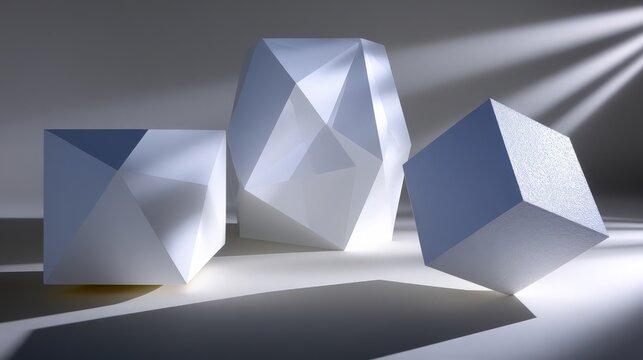Fototapeta Three-dimensional geometric shapes with beautiful lighting and shadows