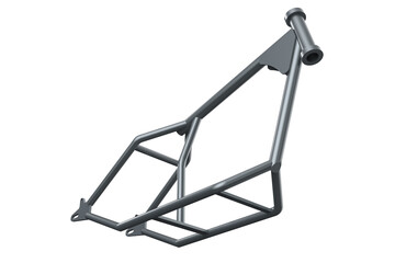 Silver Chopper Frame: PNG HD Image - Custom Motorcycle Chassis for Bike Building & Design (High Resolution, Isolated on Transparent Background). Perfect for your Motorbike Project