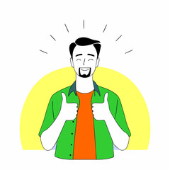 Happy Man Giving Double Thumbs Up