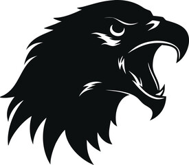 Majestic Eagle Head Silhouette Design with Aggressive Open Beak Against a Transparent Backdrop Displaying Power and Precision Embodying the Spirit of Freedom and Determination in Graphic Arts
