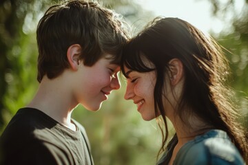 Teen couple shares sweet first love outdoors