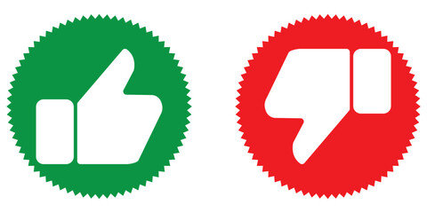 Like icon. Hand like. Thumb up. Social media sign. Dislike icon. Thumb down. Social media. Seal of approval. OK sign. Like symbol. Premium quality. Achievement badge. Quality mark. Thumb icon. Eps 10