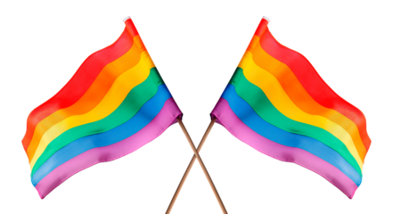 Pride flags waving in celebration of LGBTQIA identity and rights during June equality events