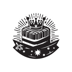 National Lamington Day Silhouette Vector Illustration, Solid White Background.