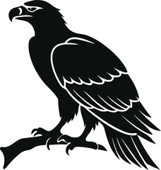Majestic Bird Silhouette of a Perched Eagle Against a White Background Its Form Portrays the Bird's Strength and Precision Its Eyes Focused on the Hunt and a Symbol of Power and Freedom