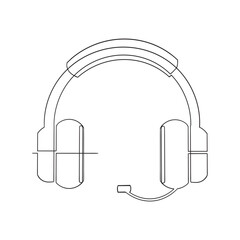 continuous line drawing Headphone icons Headset sign and symbol