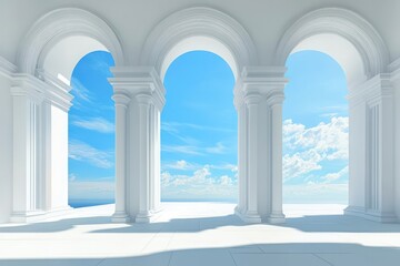 Clean White Arches Framing Blue Sky View