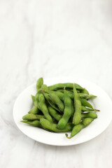 Japanese Edamame Beans, Fresh Soy Beans Ready To Eat.