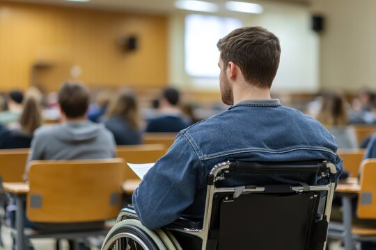 Higher Education Lecture with Student in Wheelchair