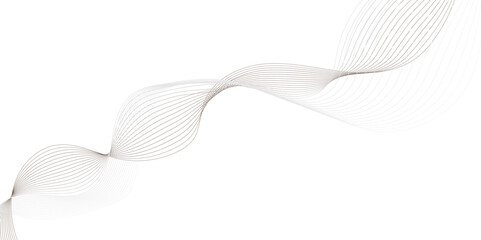Abstract smooth white and grey with brown striped  Dynamic sound wave element design wave lines on a white background.