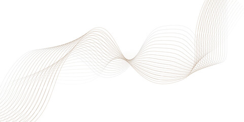 Abstract smooth white and grey with brown striped  Dynamic sound wave element design wave lines on a white background.