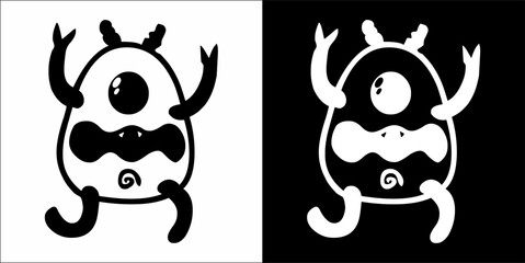 Monster cute hand drawn cartoon vintage style vector