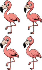 Obraz premium Cute flamingo standing pose vector illustration