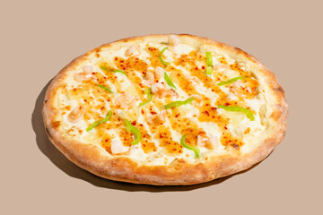 Golden pizza with zesty jalapenos, celebrating Cheese Pizza Day and Italian culinary passion, perfect for spice adventurers