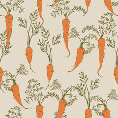 Carrots Vegetable Vector Seamless Pattern